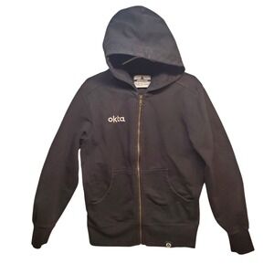 American Giant Hoodie Full Zip Black Cotton Fleece Medium Embroidered Logo USA